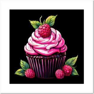 A Raspberry Cupcake Illustration Design Posters and Art